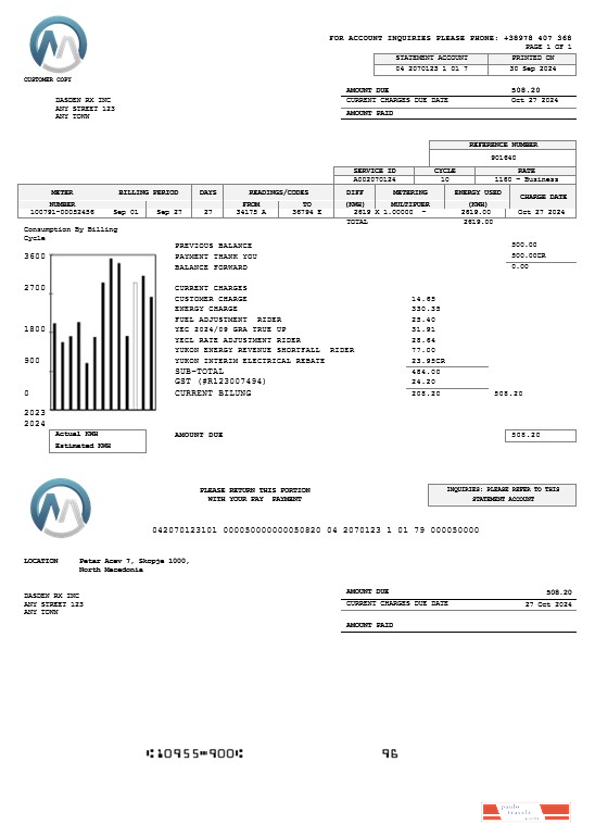 Macedonia MGI Energetika business utility bill Word and PDF template PSD template